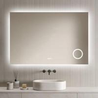 LoXa - Badkamerspiegel Lorina met LED 120x80cm - Klok - Randverlichting - Vergrootglas - Anti-condens - Dimbaar - Geheugenfunctie - Touchbediening - thumbnail