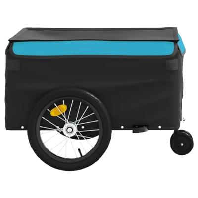 Fietstrailer 45 kg ijzer zwart en blauw Fietstrailer 45 kg ijzer zwart en blauw