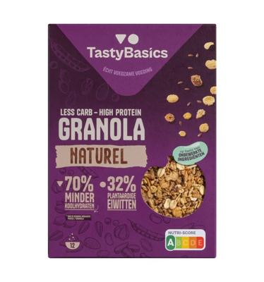 TastyBasics Less carb-high protein granola naturel 350 Gram TastyBasics Less carb-high protein granola naturel 350 Gram