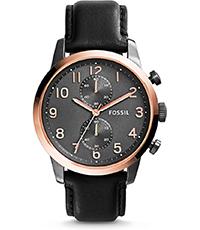 Horlogeband Fossil FS4935 Leder Zwart 22mm