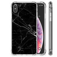 Apple iPhone Xs Max Anti-Shock Hoesje Marmer Zwart - Origineel Cadeau Vader - thumbnail