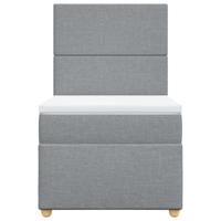 Boxspring met matras stof lichtgrijs 90x200 cm - thumbnail