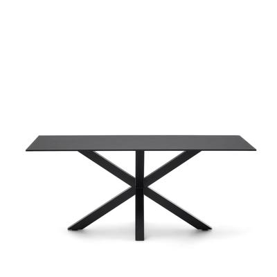 Kave Home Eettafel 'Argo' Glas, 180 x 100cm, kleur Zwart Kave Home Eettafel 'Argo' Glas, 180 x 100cm, kleur Zwart