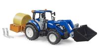 Bruder New Holland T5.120 met voorlader en laadbak - thumbnail