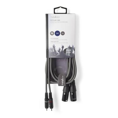 Nedis COTH15210GY15 Xlr-audiokabel 2x Xlr 3-pins Male - 2x Rca Male 1,5 M Grijs - thumbnail