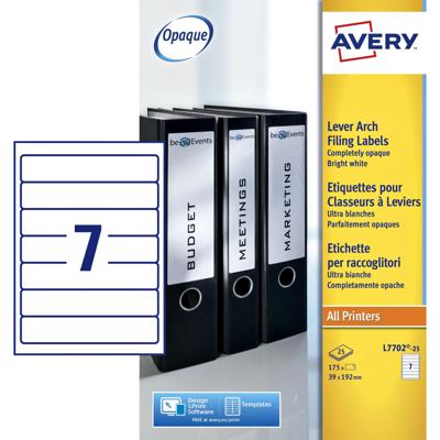 Rugetiket Avery smal 39x192mm zelfklevend wit 25 vel | 5 stuks