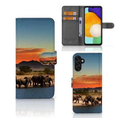 Samsung Galaxy A04s | Samsung Galaxy A13 5G | Telefoonhoesje | Met pasjeshouder | Olifanten