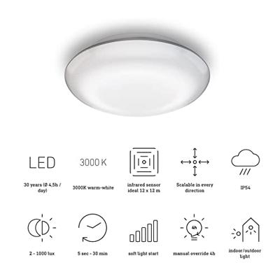 Steinel 035440 LED AUSSENLEUCHTE DL VARIO S WW WS LED-buitenlamp met bewegingsmelder (wand) LED Zonder 9.8 W Zilver