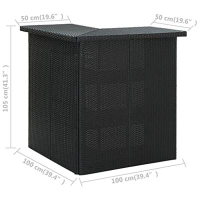 VidaXL Hoekbartafel 100x50x105 cm poly rattan zwart