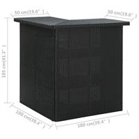 VidaXL Hoekbartafel 100x50x105 cm poly rattan zwart - thumbnail