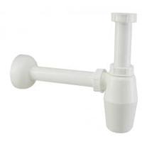 Wiesbaden standaard PVC bekersifon rond incl muurbuis en rozet. wit - thumbnail