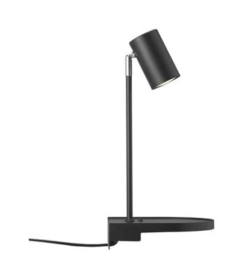 Bedlamp wandlamp met usb zwart en plankje &apos;Cody&apos;