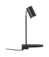 Bedlamp wandlamp met usb zwart en plankje &apos;Cody&apos; - thumbnail