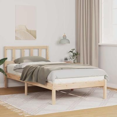 Bedframe met hoofdeinde Bruin 90 x 190 cm Massief grenenhout