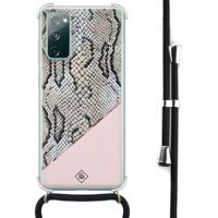 Samsung Galaxy S20 FE hoesje met koord - Snake print roze - thumbnail