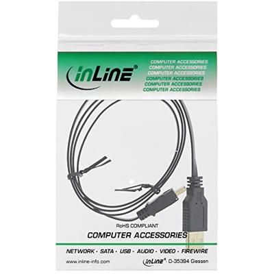 InLine 31810F USB 2.0 platte kabel, USB A-stekker naar mini-B-stekker (5 pool), zwart, 1 m