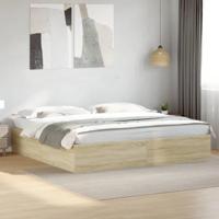 Bedframe bewerkt hout sonoma eikenkleurig 200x200 cm - thumbnail