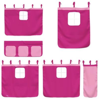 Kinderhoogslaper met gordijnen 80x200 cm grenenhout roze - thumbnail