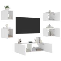 5-delige tv-wandmeubelset met LED-verlichting wit - thumbnail