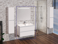 Badmeubelset Excellence Sephia 80x60x46 cm Mat Wit (incl Ledspiegel) - thumbnail
