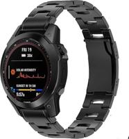 By Qubix - Titanium schakelband - Zwart - Compatible met Garmin Fenix 8-47mm - Compatible Garmin bandje - Bandbreedte: 22mm - thumbnail