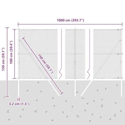 VidaXL Afrasteringspaal grijs 10 x 1 m (25 mm gaas) staal en pvc
