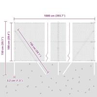 VidaXL Afrasteringspaal grijs 10 x 1 m (25 mm gaas) staal en pvc - thumbnail