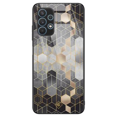 Samsung Galaxy A32 4G glazen hardcase - Grey cubes