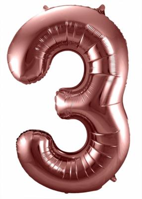 Folieballon Brons Cijfer 3 - 86 cm