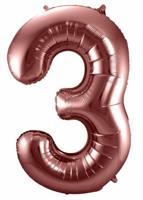 Folieballon Brons Cijfer 3 - 86 cm - thumbnail
