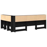 Opberghoofdbord met plank Zwart eiken 120 cm Bewerkt hout - thumbnail