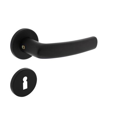 Deurkruk Denham op rozet ø50x7 mm + 7mm nokken met sleutelplaatjes zwart Deurkruk Denham op rozet ø50x7 mm + 7mm nokken met sleutelplaatjes zwart