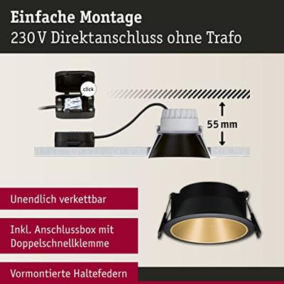 Paulmann Cole Coin 93404 Inbouwlamp Set van 3 stuks Energielabel 2021: n.v.t. 6 W Warmwit Zwart, Goud Paulmann Cole Coin 93404 Inbouwlamp Set van 3 stuks Energielabel 2021: n.v.t. 6 W Warmwit Zwart, Goud