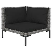 3-delige Loungeset halfrond poly rattan donkergrijs - thumbnail