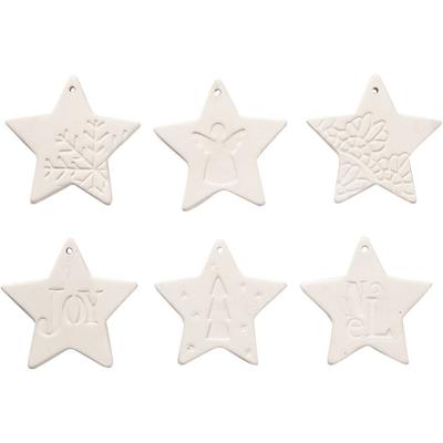 Creativ Company Ornamenten om te hangen, ster, afm 7x7 cm, wit, 6 stuk/ 1 doos