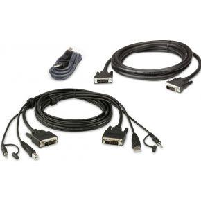 ATEN KVM Aansluitkabel [1x DVI-D-stekker, USB-A 2.0 stekker, Jackplug male 3,5 mm - 1x DVI-D-stekker, USB 2.0 bus A, Jackplug male 3,5 mm] 3.00 m Zwart