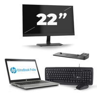 HP EliteBook Folio 9470m - Intel Core i7-3e Generatie - 14 inch - 8GB RAM - 256GB SSD - Windows 10 + 1x 22 inch Monitor - thumbnail