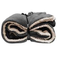 Unique Living Unique Living Lars coral fleece/suede plaid 150x200cm dark grey - thumbnail