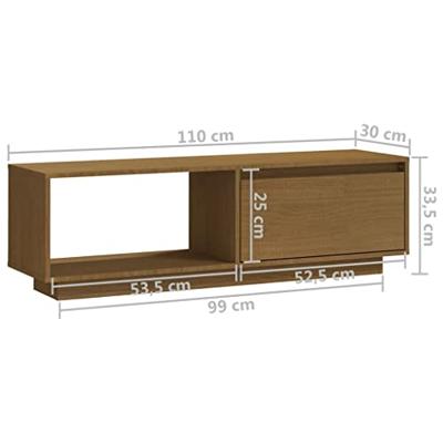 Tv-meubel 110x30x33,5 cm massief grenenhout honingbruin