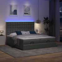 Ottoman bed met matrassen en LED's 160x200cm stof donkergrijs - thumbnail