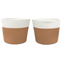 VidaXL Opbergmanden 2 st ø 24x18 cm katoen bruin en wit - thumbnail