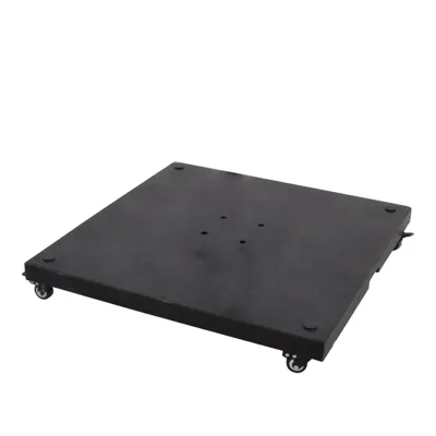 Granietplaat Polish op 4 wielen, 70kg zwart, afstand gaten diagonaal 16cm