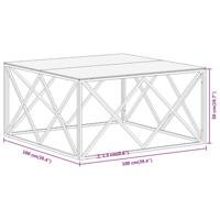 Salontafel roestvrijstaal en gehard glas zilverkleurig - thumbnail