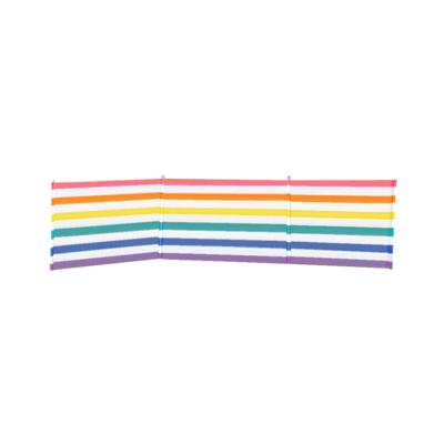Windscherm 4 Stokken Staal Polyester Kleurige Strepen 360X80 cm Strand, Zwembad, Tuin