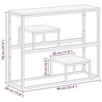 Wandtafel roestvrij staal en massief bielshout zilverkleurig - thumbnail