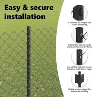 VidaXL Hek met paal grijs 1,5 x 10 m staal en pvc - thumbnail