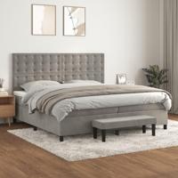 Boxspring met matras fluweel lichtgrijs 200x200 cm - thumbnail