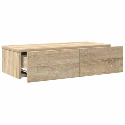 Wandschap met lades 60x26,5x15cm bewerkt hout sonoma eikenkleur Wandschap met lades 60x26,5x15cm bewerkt hout sonoma eikenkleur