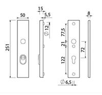AMI Veiligheidsbeslag 251/50/15 Buiten Kt 72 Binnen Profielcilinder 72 Zwart Deurdikte 38/42 Mm. - 739720 - thumbnail