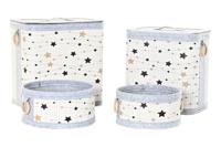 Mandenset DKD Home Decor Wit Zwart Grijs Gouden Bamboe Sterren 41 x 31 x 42 cm (4 Onderdelen) (2 Stuks) - thumbnail